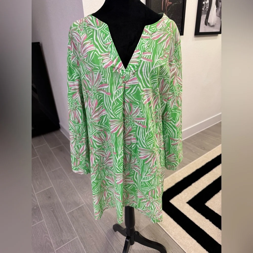 LILLY PULITZER Bright Vibrant Green Bean Daisy Darling Dress Size XL VGUC